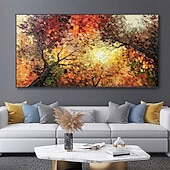 cheap Floral/Botanical Paintings-Hand-Painted Oil Paintings Canvas Wall Art Decoration Modern Abstract  Autumn Nature Scenery Trees are Luxuriant  for Home Decor Rolled Frameless Unstretched Painting