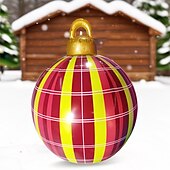 tanie Dekoracje zewnętrzne-Boże Narodzenie na zewnątrz nadmuchiwana dekoracyjna piłka 60 cm (23,6 cala) Boże Narodzenie ogromne duże ozdoby na choinkę podwórko trawnik ogród ganek nadmuchiwane piłki ozdoby z pompką