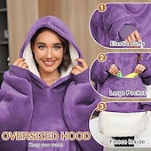 baratos cobertor vestível-Cobertor wearable com capuz, cobertor de moletom com capuz de grandes dimensões para adultos, mulheres, homens, presente, aconchegante e felpudo cobertor com capuz sherpa