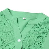 preiswerte Damen Arbeitsoberteile-Damen Hemd Spitzenhemd Tunika Hemdbluse elegant Urlaub Damen einfarbig Blumenspitze Häkel Langarm normale Oberteile Hemdkragen Party Casual Alltag Schwarz Weiß Wein Mintgrün