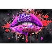 olcso Portré nyomatok-csókolj meg graffiti ajkak pop art vászon festmény absztrakt szerelmes poszter és faliképek nyomtatása nappali lakberendezéshez