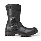baratos Botas de motociclista-botas masculinas de couro sintético marrom para motociclistas com tiras de fivela – botas resistentes de cano médio para motociclistas e uso ao ar livre