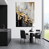 preiswerte Abstrakte Gemälde-Großes handgemaltes goldenes Ölgemälde, Folienölgemälde, handgefertigt, Original-Ölgemälde, abstrakt, modern, auf Leinwand, goldenes Blatt, Wand, handgefertigtes Kunstdekor, gerollte Leinwand, kein