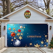 cheap Outdoor Decorations-Christmas Garage Door Banner, Indoor Outdoor Christmas Holidays, Happy Background, Decoration Cover, Christmas Happy New Year Banner, Large Door Cover, Christmas Decoration