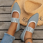 cheap Women&#039;s Flats-Women&#039;s Black Knit Mary Jane Flats – Pointed Toe Stretch Fabric Casual Shoes with Geometric Straps for Work, Travel &amp; Daily Wear