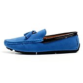 cheap Men&#039;s Slip-ons &amp; Loafers-Men&#039;s Orange and Blue Suede Driving Loafers with Tassel Detail and Non-Slip Rubber Sole - Stylish and Comfortable for Casual and Driving Wear