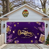 お買い得  屋外装飾-クリスマスガレージドアバナー、屋内屋外クリスマス休暇、幸せな背景、装飾カバー、クリスマス新年あけましておめでとうございますバナー、大型ドアカバー、クリスマス装飾