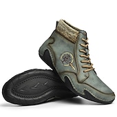 tanie Botki-męskie buty vintage z wysoką cholewką – sznurowane, codzienne buty outdoorowe z antypoślizgową podeszwą do wędrówek i codziennego noszenia