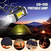 abordables Luces de trabajo-Luz portátil solar multifuncional, linterna led recargable por USB con luz lateral, resistente al agua, reflector, 1 ud. &amp;Foco, linterna de mano para acampar al aire libre en casa, pescar, hacer