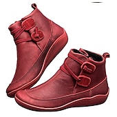 ieftine Botine-Pentru femei Cizme Cadouri de Valentin Mărime Plus Size Pantofi de confort Zilnic Culoare solidă Ghete Botine Iarnă Toc Drept Vârf rotund Elegant Pluș Casual Imitație Piele Dantelat Negru Rosu Gri