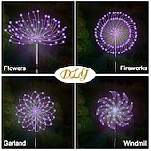 olcso Pathway Lights &amp; Lanterns-5db 5 W LED napelemes világítás Pathway Lights &amp; Lanterns Napelemes Karácsonyi esküvői dekoráció 8 világítási mód Meleg fehér Hideg fehér Zöld 5 V 600 LED gyöngyök