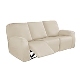 abordables Funda para sillón reclinable-Fundas reclinables impermeables, funda de sofá suave antideslizante color burdeos con bolsillo para sofá de 1/2/3/4 plazas, protector de muebles reclinables de jacquard elástico de licra lavable para