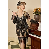 economico Outfit-Retrò Vintage Anni Ruggenti Anni 1920 Abito Flapper Vestito Abiti Il grande Gatsby Invitato al matrimonio Paillettes Frangia con nappe Taglie Forti Per donna Natale Halloween Carnevale Halloween
