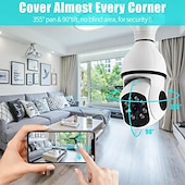 cheap Indoor IP Network Cameras-5G WIFI Surveillance 360 Rotate Auto Tracking Panoramic Camera Wireless E27 PTZ Camera CCTV IR Night Vision Motion Detection Two-Way Audio