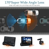 Недорогие Видеорегистраторы для авто-H35 1080p Новый дизайн / с задней камерой / Загрузочная автоматическая запись Автомобильный видеорегистратор 170° Широкий угол 4 дюймовый IPS Капюшон с