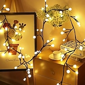 お買い得  USB電源-1個 96LEDブランチライト、デスクトップ壁装飾用、8モード、USB電源 DIYホリデーツリー蔓ライト、ハロウィン装飾、夜光装飾