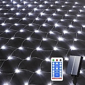 billige Soldrevet-1,5m 3M 6m Lysslynger 96/192/672 LED EL Varm hvit Kjølig hvit Multifarget LED Net Mesh strenglys Halloween Solar Ferie 24 V
