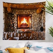 baratos tapeçaria de paisagem-tapeçaria pendurada para lareira de pedra arte de parede grande tapeçaria mural decoração fotografia pano de fundo cobertor cortina casa quarto sala de estar decoração