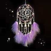 baratos Espanta-espíritos-1 peça apanhador de sonhos artesanal presente gancho de pena padrão de lua carrilhão de vento com um círculo ornamento decoração de parede estilo boho sem luz