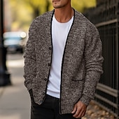 economico Maglioni Cardigan da uomo-Per uomo Felpa Maglione corto Cardigan Maglione A coste Maglia Standard Lavorato a maglia Liscio A V Top caldi Contemporaneo moderno Da tutti i giorni Per uscire Abbigliamento Inverno Rosso bordeaux