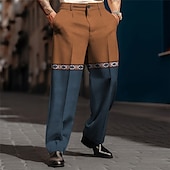 economico Sciolto-Color Block Geometria Vintage Lavoro Per uomo Stampa 3D Pantaloni Esterno Strada Indossalo per lavorare Poliestere Nero Blu marino Marrone S M L Alto Elasticità Pantaloni