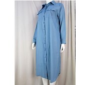 cheap Shirt Dresses-Women&#039;s Denim Dress Casual Dress Shift Dress Maxi long Dress Cotton Denim Casual Mature Outdoor Winter Dress Daily Shirt Collar Button Pocket Long Sleeve Summer Spring Fall 2023 Loose Fit Black Dark