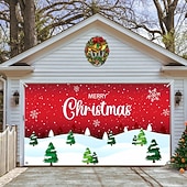 cheap Outdoor Decorations-Christmas Garage Door Banner, Indoor Outdoor Christmas Holidays, Happy Background, Decoration Cover, Christmas Happy New Year Banner, Large Door Cover, Christmas Decoration