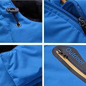 baratos Casacos &amp; Sobretudos para Homem-Homens Casaco com capuz Jaqueta de Trilha Jaqueta de Esqui Jaqueta de Chuva Ao ar livre Roupa Diária Quente Zíper Bolsos Inverno Bloco de cor Moda Roupa de rua Com Capuz Padrão Preto Vermelho Azul