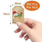 billiga Klistermärke-julklappsetiketter klistermärken, självhäftande presentetiketter klistermärken, dekorativa kraftfärgade klistermärken för julklappar, presentetiketter för julklappar, skrivbar etikett för julklappspresent