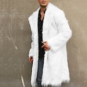 abordables Manteaux &amp; vestes-Homme Manteau d&#039;hiver Veste d&#039;Hiver Manteau en fausse fourrure Extérieur Usage quotidien Chaud Poche Automne Hiver Plein Mode Vêtement de rue Revers Normal Noir Blanche Jaune Marron Gris Claire Veste
