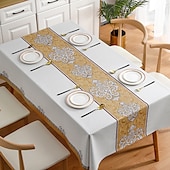 cheap Tablecloth-Waterproof Tablecloth PVC Oilproof Rectangle Table Cloth Table Cover for Party, Family Dining, Restrant