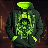 economico Pattern 3D-Per uomo Grafico Alieno Tecnologia Felpa con Cappuccio Felpe con cappuccio Felpa Moda Quotidiano Essenziale Casual Manica Lunga Con Cappuccio Vacanza Sport all'Aperto Ferie Abbigliamento casual alla