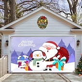 cheap Outdoor Decorations-Christmas Garage Door Banner, Indoor Outdoor Christmas Holidays, Happy Background, Decoration Cover, Christmas Happy New Year Banner, Large Door Cover, Christmas Decoration