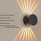baratos luzes de parede ao ar livre-Luminária de parede led à prova d&#039;água para cima e baixo, luminária para áreas internas e externas, feixe de luz ajustável, abajur giratório, 10w, lâmpada de parede redonda moderna para varanda,