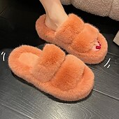 levne Domácí pantofle-fuzzy pantofle z paměťové pěny útulné plyšové domácí pantofle nadýchané chlupaté domácí boty s otevřenou špičkou vnitřní venkovní skluzavka pantofle