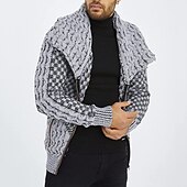 preiswerte Herren Strickjacke-Herren Strickjacke Rollkragenpulli Gerippt Stricken Standard Seitentaschen Capri Glatt Rollkragen Warm-Ups Moderne zeitgenössische Casual Freizeitskleidung Bekleidung Herbst Winter Grau S M L