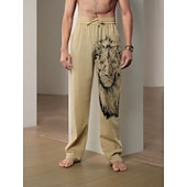 economico Casa-Per uomo Animale Leone Pantaloni di Lino Pantaloni Pantaloni Larghi Misura del girovita medio Streetwear Hawaiano Designer Casuale Quotidiano Ferie Coulisse Elastico in vita Stampa 3D Primavera