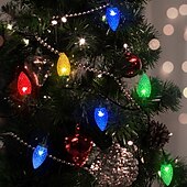 abordables Guirlandes lumineuses à brancher-lumières de Noël 16,4 pieds 50 LED C6 lumières de Noël 5 m avec fonction de synchronisation prise étanche et connectable pour la décoration de jardin de fête à la maison décorations de Noël en plein