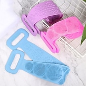  1pc Silicone Body Scrubber Shower Brush Bath Exfoliating Brush Belt Back Scrub Body Cleaner Cleaning Strap Bathroom Accessories