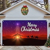 お買い得  屋外装飾-クリスマスガレージドアバナー、屋内屋外クリスマス休暇、幸せな背景、装飾カバー、クリスマス新年あけましておめでとうございますバナー、大型ドアカバー、クリスマス装飾