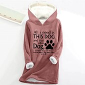 cheap Humor&amp;Quotes Tops-Women&#039;s Hoodie Sweatshirt Pullover Sherpa Letter Casual Sports Print Warm Fuzzy Comfrt Hoodie Long Sleeve Top Micro-elastic Fall &amp; Winter Comfrt Breathable Soft Fabric