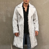 abordables Manteaux &amp; vestes-Homme Manteau d&#039;hiver Veste d&#039;Hiver Manteau en fausse fourrure Extérieur Usage quotidien Chaud Poche Automne Hiver Plein Mode Vêtement de rue Revers Normal Noir Blanche Jaune Marron Gris Claire Veste