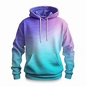 abordables Patrón 3D-Hombre Graphic Bloque de color Abstracto Sudadera Sudaderas Moda Diario Manga Larga Con Capucha Vacaciones Deporte Festivos Azul Piscina Morado Estampado Bolsillo delantero Primavera &amp; Otoño Diseñador