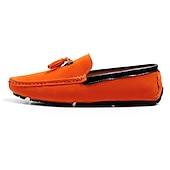 cheap Men&#039;s Slip-ons &amp; Loafers-Men&#039;s Orange and Blue Suede Driving Loafers with Tassel Detail and Non-Slip Rubber Sole - Stylish and Comfortable for Casual and Driving Wear
