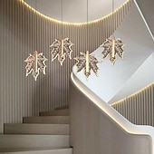 abordables Lustres uniques-lustre LED cristal feuille d&#039;érable design 4/5/6/12 lumières encastrées à intensité variable escalier en colimaçon long lustre villa escalier lumière duplex lustre 110-240v