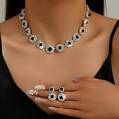 economico Parure di gioielli-Set di gioielli 2 pezzi Strass Lega 1 collana Orecchini Per donna Di tendenza Moda Semplice geometrico Di forma geometrica Parure di gioielli Per Matrimonio Feste Invitati del matrimonio