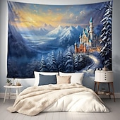 baratos tapeçaria de paisagem-castelo das maravilhas branco tapeçaria pendurada arte de parede grande tapeçaria mural decoração fotografia pano de fundo cobertor cortina casa quarto sala de estar decoração