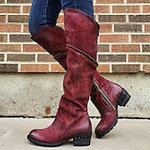 economico Stivali alla moda-stivali alti fino al ginocchio in pelle scamosciata viola da donna con cerniera laterale e dettagli borchiati - calzature casual eleganti per autunno e inverno