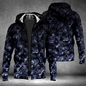 cheap Men&#039;s Zip Up Hoodies-Men&#039;s Camouflage Graphic Prints Hoodie Hoodies Sweatshirt Full Zip Hoodie Long Sleeve Hooded Sweatshirt Hooded Streetwear 3D Print Sports &amp; Outdoor Daily Sports Red Blue Zipper Print Spring &amp;  Fall
