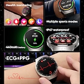 お買い得  スマートウォッチ-iMosi MT200 スマートウォッチ 1.43 インチ スマート·ウォッチ ブルートゥース ECG + PPG 温度監視 歩数計 と互換性があります Android iOS 女性 男性 長時間スタンバイ ハンドフリーコール 防水 IP 67 48mmウォッチケース